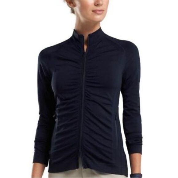 G/Fore Black Full-Zip Ruched Front Athletic Golf Jacket Size Large - Picture 1 of 10
